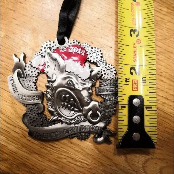 Harley Davidson Christmas Ornament 2014 Hog wearing a Christmas hat AA - Picture 3 of 3